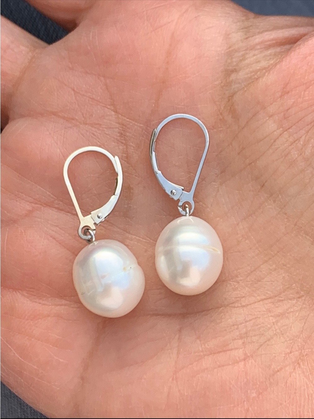 Honora White Pearl Drop Earrings with Lever-Backs NWOT